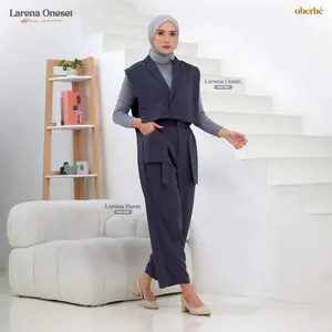 Oberbe - Setelan Larena Vest & Larena Pants Bahan Polyester Karet Kerah Desain Profesional