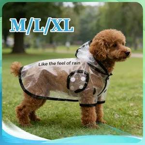 Transparan Raincoat Baju Anti Jas Ujan Kucing Jas Hujan Plastik Bening Jas Hujan Anjing Kucing Pet Rain