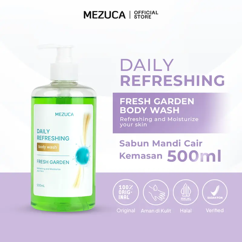 [EXCLUSIVE B.BLEK] Dapat 2 Sabun Mandi Mezuca Daily Refreshing Bodywash BPOM Free Shower Puff 5