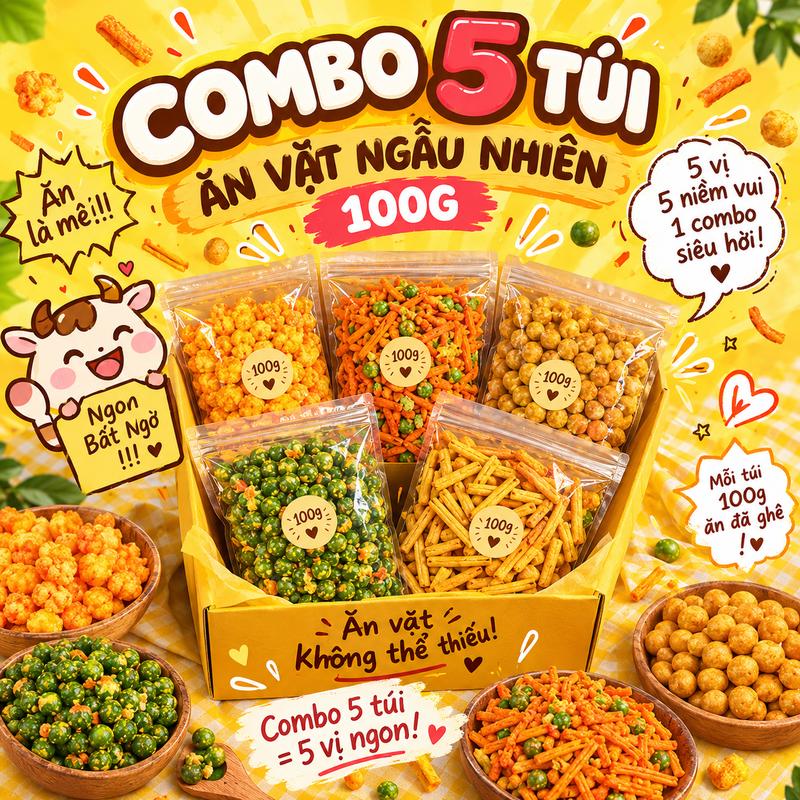 COMBO 5 Túi Ăn Vặt Ngẫu Nhiên 100G - Su Su Food