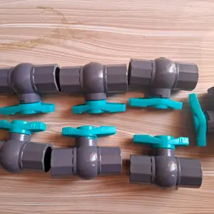 MDN Ballvalve PVC Segi Model Taiwan 1/2 & 3/4 Inch Kontrol Aliran Air Mudah Pasang Tanpa Drat Bahan Plastik Tebal Abu Tidak Bocor / STOP KRAN