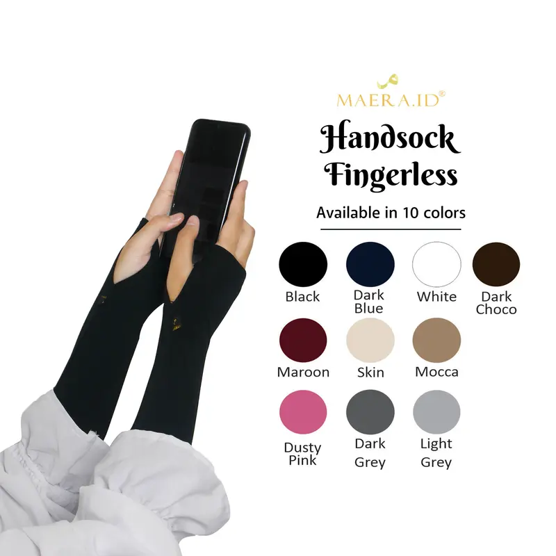 Manset Tangan Panjang Selengan  Handsock Jempol Muslimah Hitam bahan Rayon by Maera 3