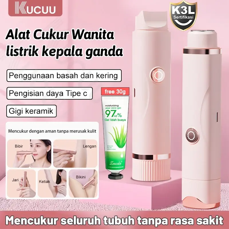 KUCUU Alat Pencukur Bulu Wanita Elektrik  Mini Hair Epilator Lady Shaver Watrerproof Kumis Ketiak Mesin Cukur Tubuh  Perontok Perawatan