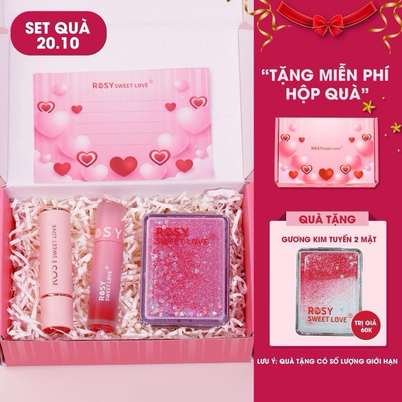 [SET QUÀ 20/10] COMBO 1 SON SÁP Rosy Sweet Love và 1 son kem lì CHOCO Soft Lip Tint - Lên màu chuẩn, dưỡng mềm môi Cosmetic Mỹ Phẩm Son Môi Trang Điểm