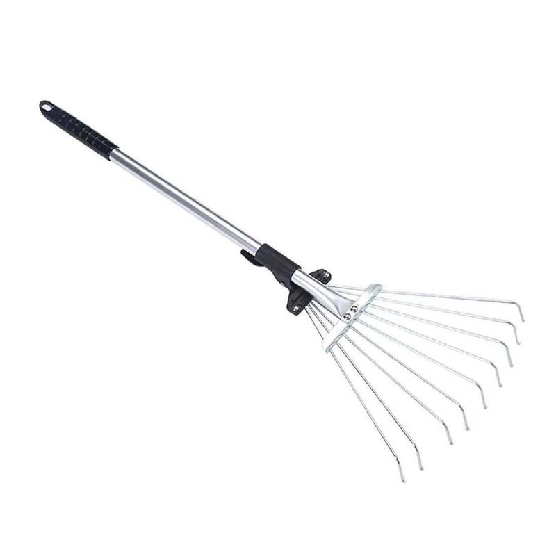 Product Introduction of Grass Rake 9 Teeth Stainless Steel Rake Adjustable Steel Rake With Handle Gardening Rake L6K4 22