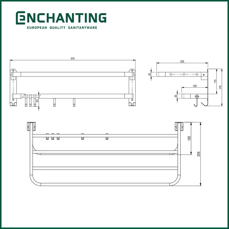 Enchanting Rak Tempat Handuk Stainless Steel 304 Minimalis Elegan Anti Karat BT005 5