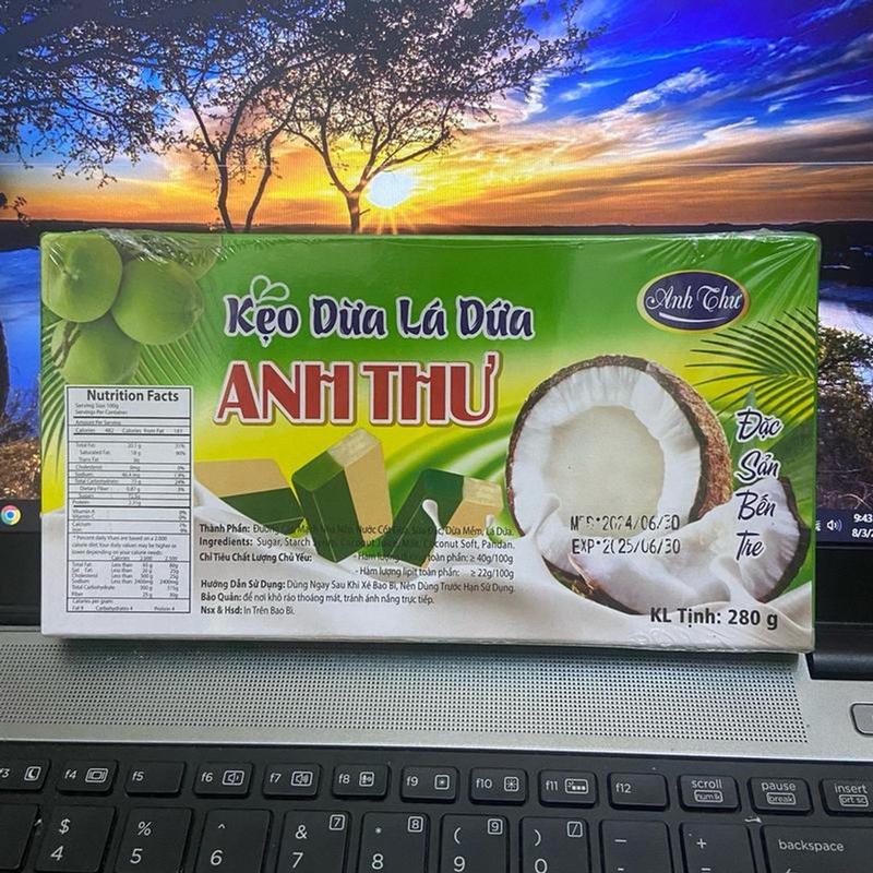 Kẹo Dừa Lá Dứa Anh Thư - đặc sản bến tre thơm ngon - ít ngọt Ăn Vặt
