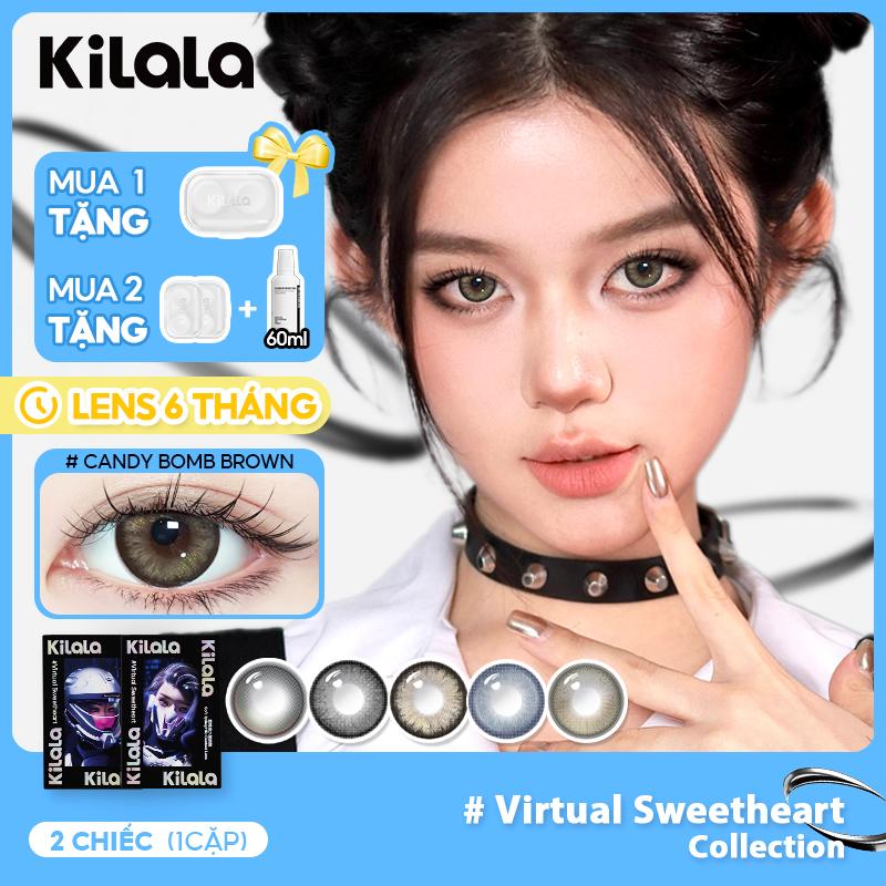 Kính áp tròng Kilala lens 6 tháng màu nâu xám tự nhiên DIA 14.2-14.5mm độ cận 0-7 hiệu ứng mắt sâu tây, lens giãn nhẹ tạo ánh nhìn ấm áp phù hợp mắt to, cải thiện mắt tam bạch