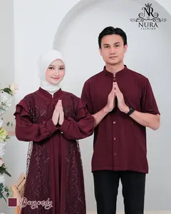 Gamis Set Couple pasangan | Gamis Koko | Crinkle Sutra Mix Brukat Premium By Nura Edisi Baru 2025