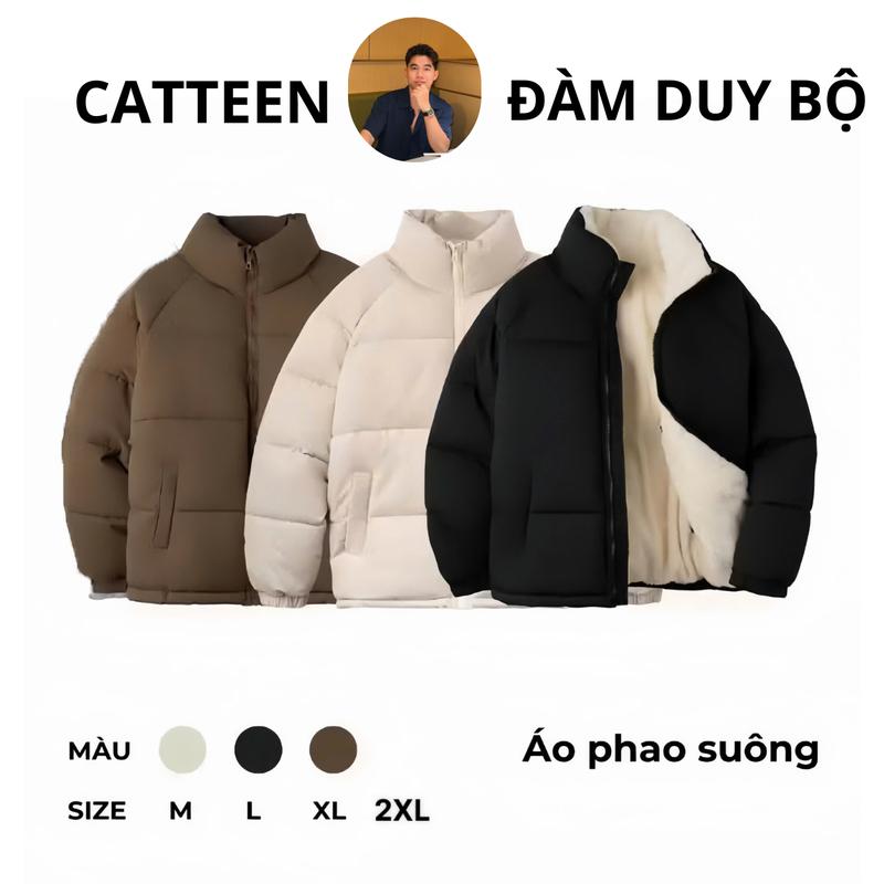   Độc quyền Đàm Duy Bộ Áo Khoác Phao Suông lót lông cừu cao cấp Áo đại hàn dày dặn chống rét giữ ấm cơ thể cho nam nữ Unisex-CATTEEN 