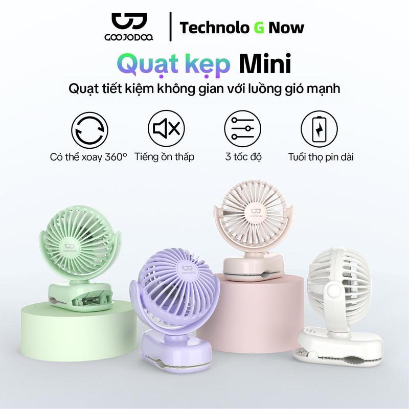 GOOJODOQ Quạt kẹp mini- để bàn tiện lợi có thể xoay 360 độ giảm tiếng ồn 3 tốc độ gió