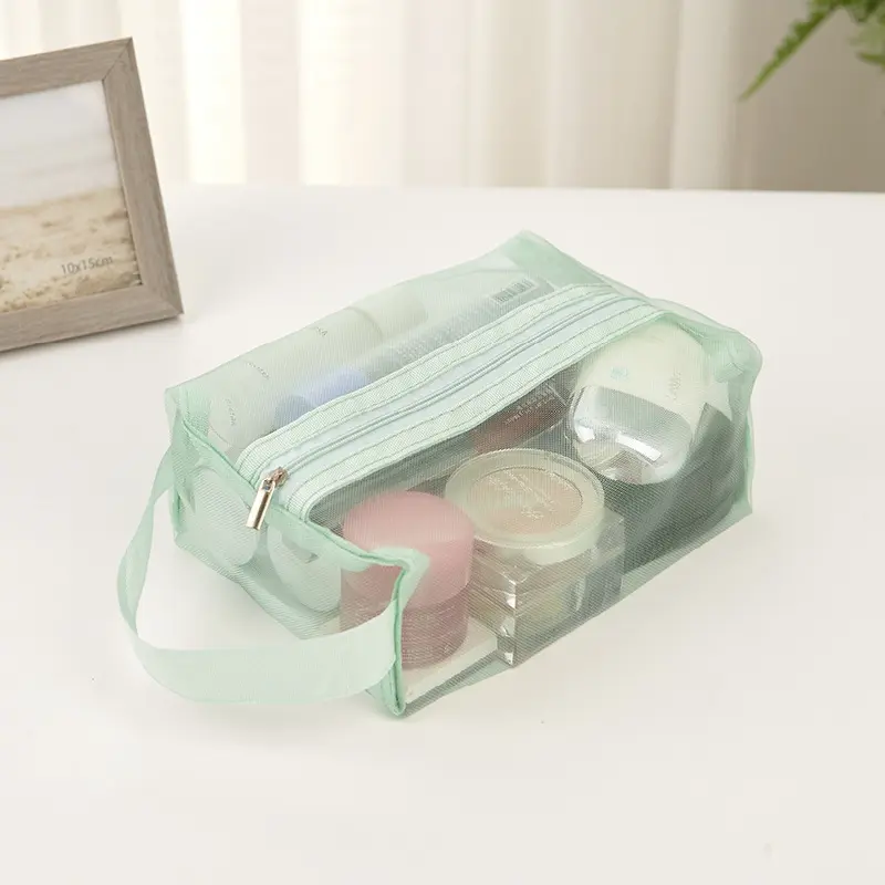 6 Pieces Mesh Makeup Bags Mesh Cosmetic Bag Portable Travel Organizing Zipper Pouch Toiletries Makeup Pouches for Home Office Travel Accessories