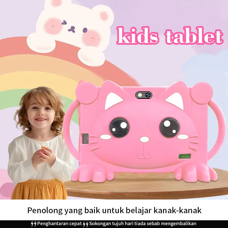 【Boleh COD】Kids（7-inci kids tablet）Laptop children's tablet,Educational ipad, 8GB+128GB WiFi Learning Tablet Android Listening, Music, Puzzle games, Baby Play Bayi 7-inch Screen Device Electronic Mic Silicone Ram Chrismas gifts xmas children‘s tablet