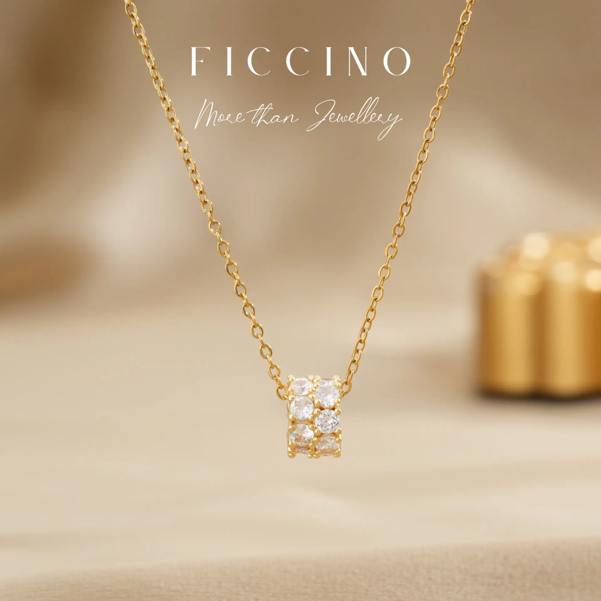 FICCINO Lucky Rotating Necklace with Dancing Chain Titanium Steel Non-fading Minimalist Designer Jewelry for Women Fashion Accessories Free Box 1125n