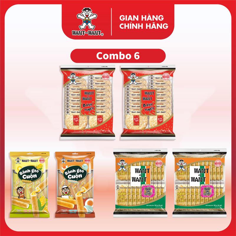 COMBO 6 GÓI BÁNH GẠO BÁN CHẠY NHẤT NHÀ WANT WANT
