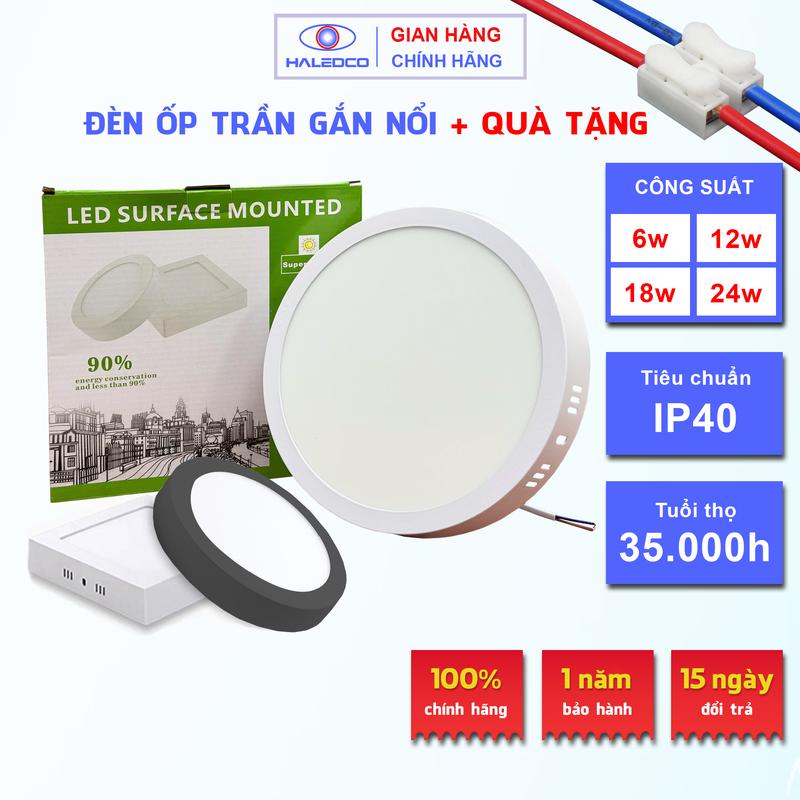   CHÍNH HÃNG - VỎ NHÔM  Đèn Ốp Trần Gắn Nổi - HÀNG LOẠI 1 - Đèn ốp trần phòng khách phòng ngủ - Đèn ốp trần lắp ban công hàng lang nhà vệ sinh vuông tròn HALEDCO - Bảo Hành Chính Hãng 12 Tháng 
