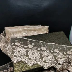 kain renda tulle Teratai 10 cm warna milo Elegan