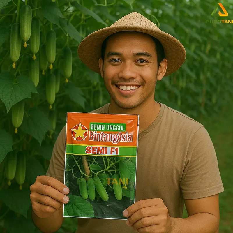 Bibit Mentimun F 1 Benih Timun Semi F1 Bintang Asia 900 Butir 20gr Hijau