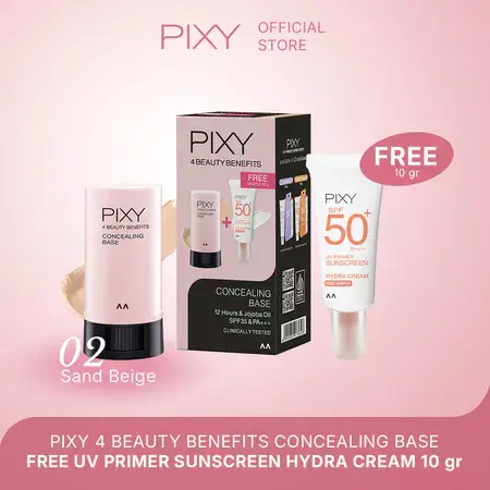 [CONCEALING BASE GRATIS SUNSCREEN] PIXY 4 Beauty Benefits Concealing Base FREE UV Primer Sunscreen Hydra Cream 10gr By Cherry Shop 3