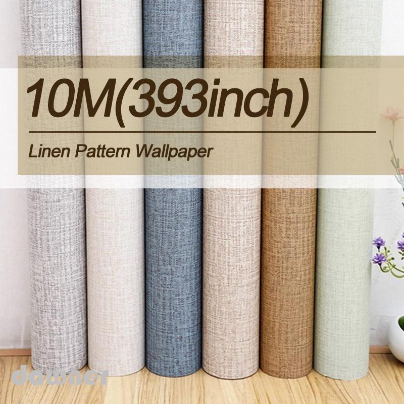 60CM x 3M/10M Solid and Linen Pattern Wallpaper Sticker for Home ...