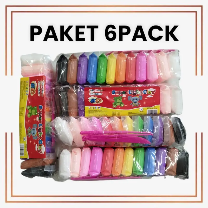 Ⓙ JS 6 SET SUPER CLAY 12 WARNA / SOFT CLAY Mainan Anak Toys 72 PCS LILIN CLAY BANTAL WARNA WARNI slime 1