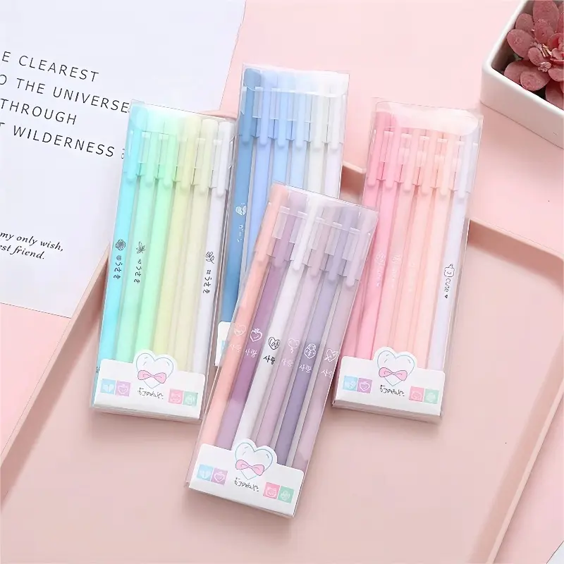 Pulpen Netral 0.5MM / Pulpen Tabung Jarum Warna Hitam / Pena/6 pena gel Pena cair seri Morandi