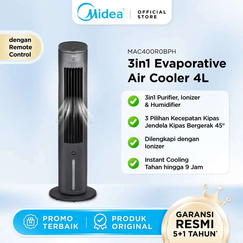 PROMO Air Cooler Midea AC-100 A (B) Hitam Kipas Angin Aircooler