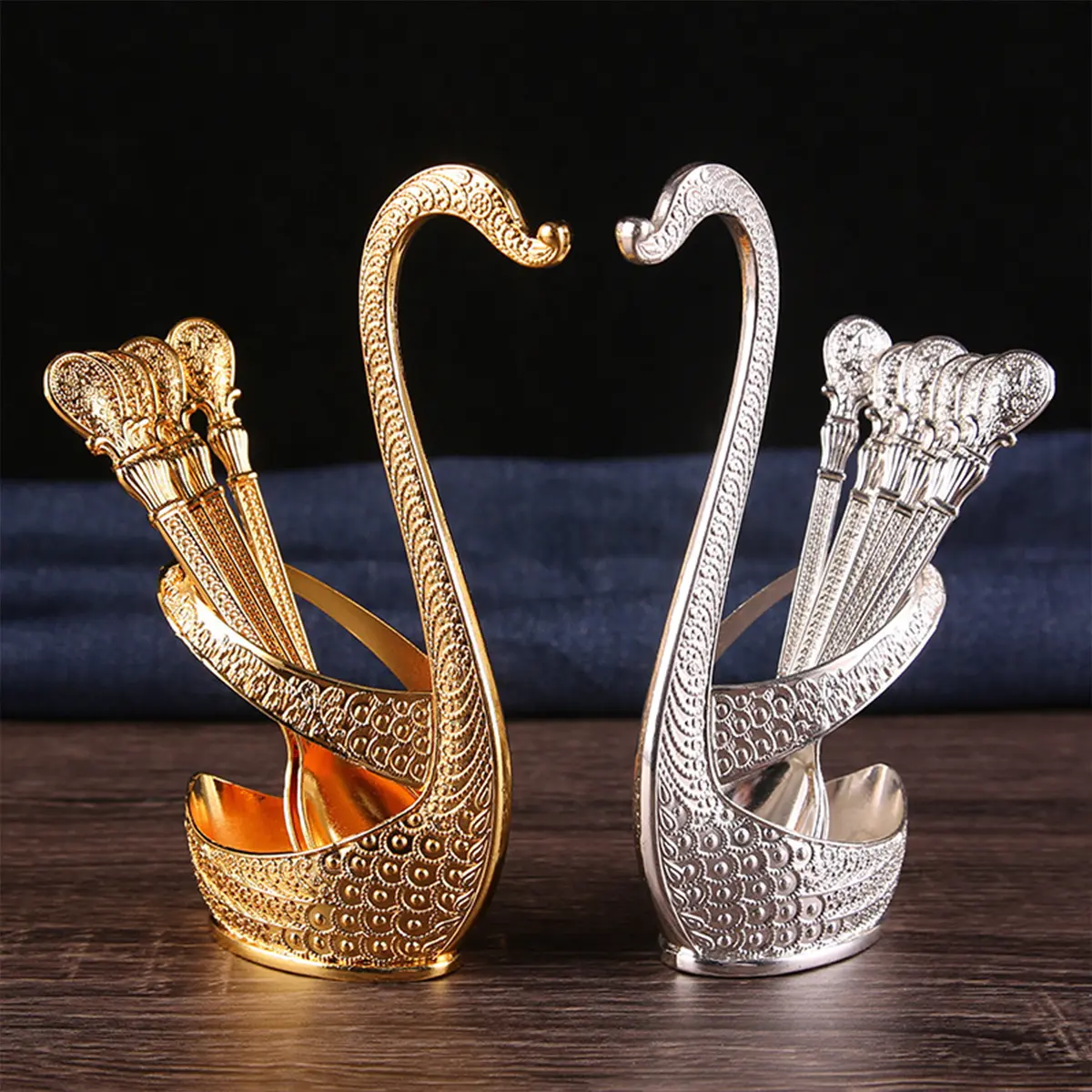 COD SWAN PRINCESS SET Angsa + Sendok / Garpu Dessert Spoon Fork Holder Set