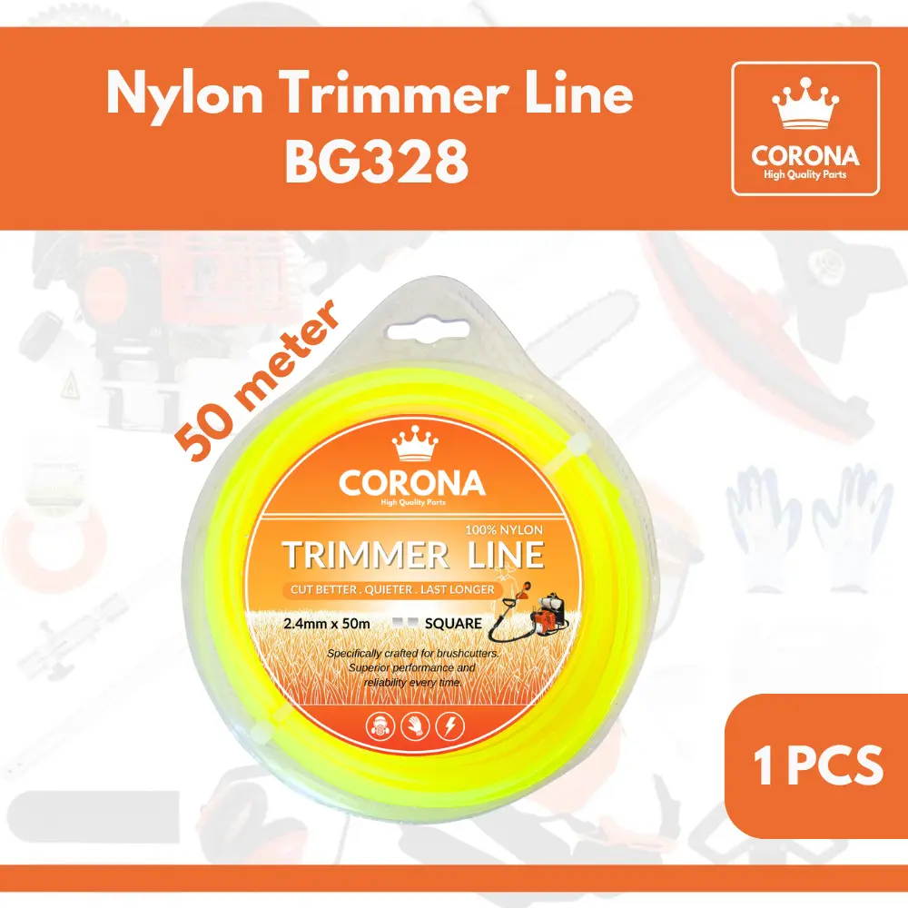 Tali Senar Nylon Cutter BG 328 Mesin Potong Rumput Trimmer Line 50 m Mata Pisau Brush cutter 2tak 4tak 3001 338