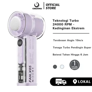 Crezona Kipas Seri Mecha Turbo Fan Portable USB Transparan AC Mini Pendingin AI Superkonduktor dengan Layar HD Teknologi Cintai Baterai 3000mAh
