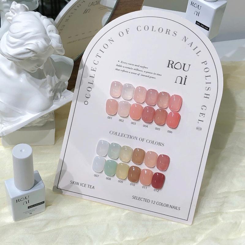  ROU ni sơn thạch đa sắc trong suốt nhẹ nhàng tôn da dễ phối màu chuyên dụng cho tiệm nail 