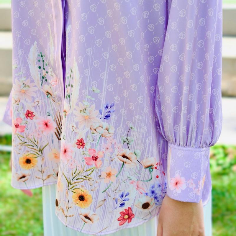 Gabrial YOSI SHIRT Atasan Wanita Exclusive Monogram Printed Limited Gabrial Hijab top Silk Silky Glow Kancing Cantik floral bloom series 6