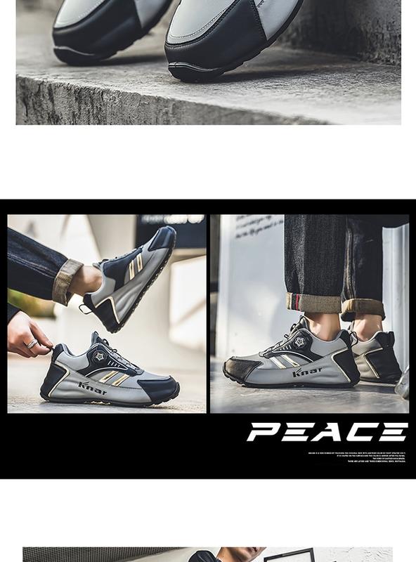 Product Introduction of Rotating button shoes men's sneakers men's shoes spring and autumn leather waterproof non-slip casual shoes fashionable shoes all-matching travel shoes Closed Runner Trainers Footwear Training Running Walking Shoes 15