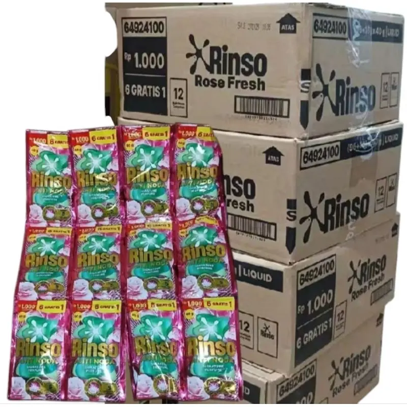 1/2 DUS (52 pcs) Rinso Cair Liquid Renceng Anti Noda 20 ml 500an 5