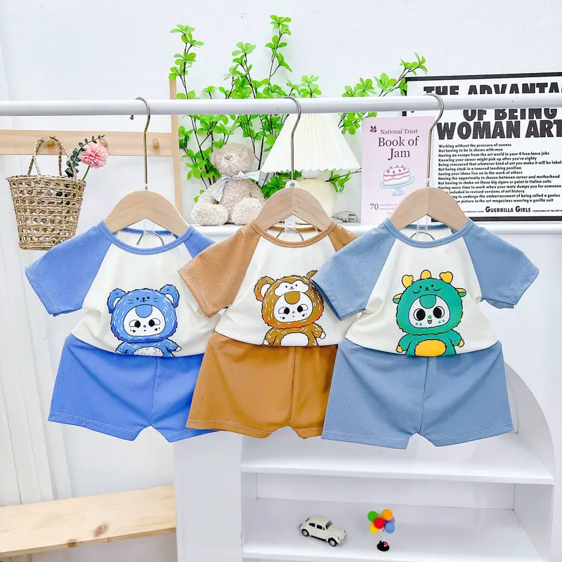 [MS15] SET5 Bộ Cộc Thun Tăm Lạnh  Hình Baby Three  dễ thương,phối quần và tay sang xịn cho bé trai,bé gái từ 5-16 kg 7