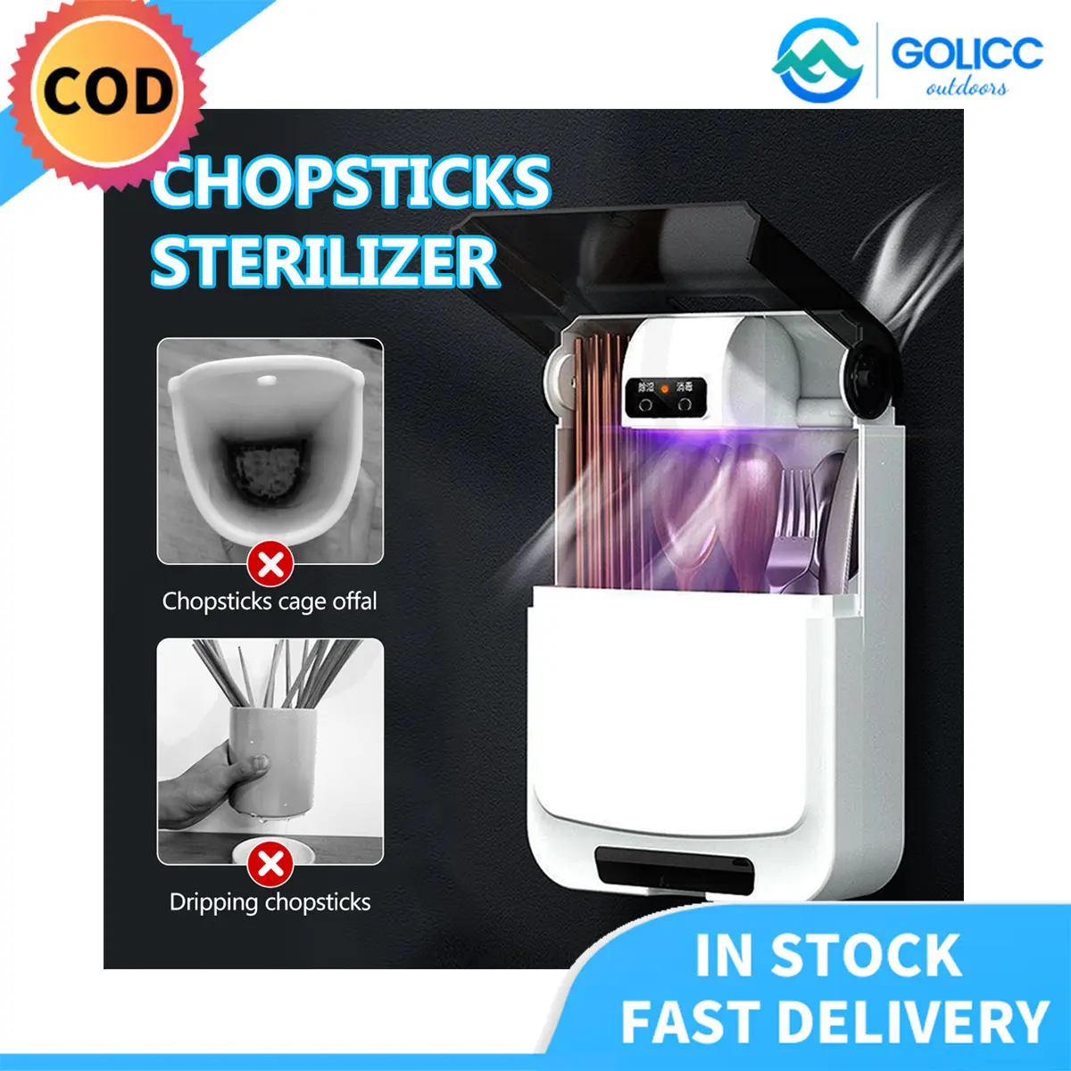 Kitchen Sterilizer Box Uv Usb Disinfection Machine Forks Spoon Chopsticks And Dishes  Utensils Holder Organizer Drainer Wall Mounted For Spoon Fork Chopstick Bathroom Toothbrush Holder Organizer Household Plastic Waterproof Wall Hanging Drain Container