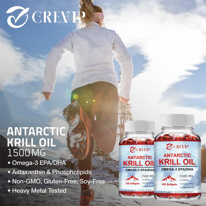 Product Introduction of Grevip-Minyak Krill Antartika-120 Kapsul/Botol-Astaxanthin-Omega-3 EPA, DHA-Fosfolipid-Non-GMO-Bebas Gluten-1500 mg 8
