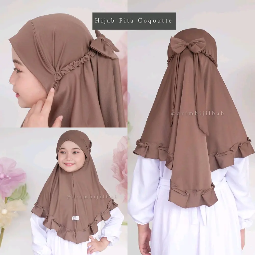 Hijab Anak Pita Instan Rempel • Kerudung bergo anak Pita Rempel cantik kekinian • Jilbab anak Usia 3-8 thn