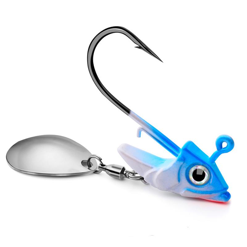 2PCS Luya lead head hook with hook fish head lead head hook soft fish weight anti-bottom hanging fish hook 7g 10g 15g Luya accessories 5