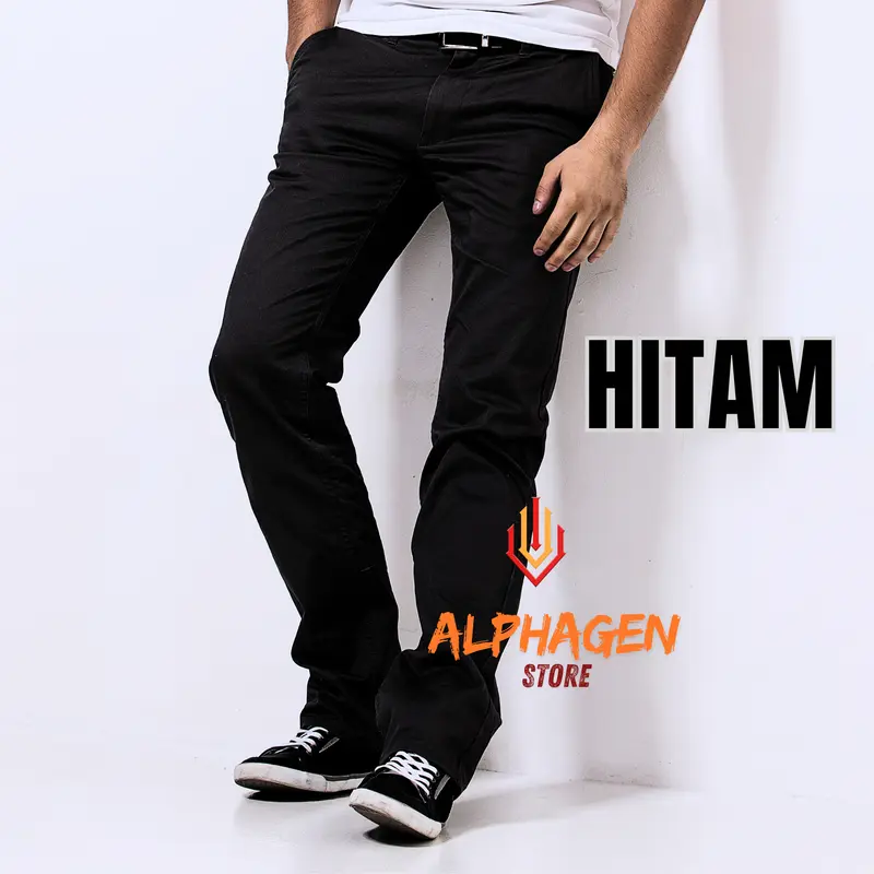 CARDERO - Celana Panjang Pria Kanvas Casual Kantong Tempel Hitam Mocca Cream 1