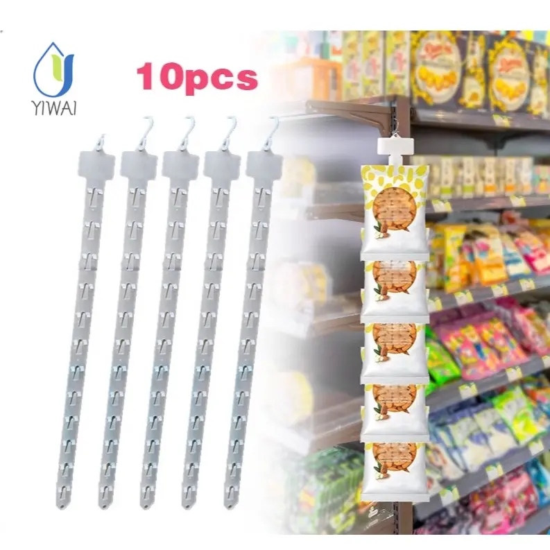 10pcs Clip Strip Display Makanan Produk Supermarket Snack Hanging Strip Plastik