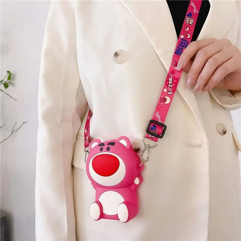 Children'S Bag Strawberry Bear Cartoon Silicone Bag Shoulder Messenger Bag Trendy Accessories Girls' Coin Purse Small Bag