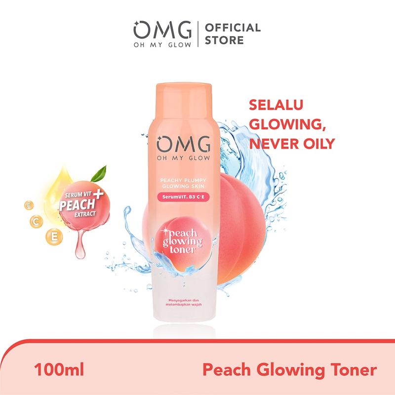 OMG OH MY GLOW Peach Glowing Toner 100 ml with Serum Vitamin B3, Vitamin C, & Vitamin E 1