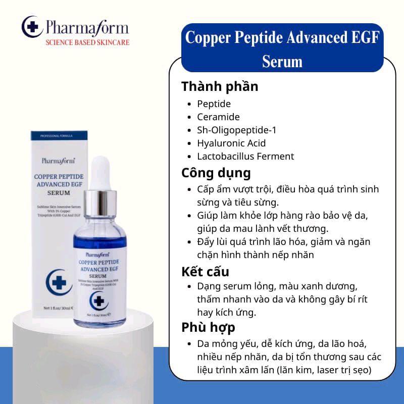 Tinh Chất Phục Hồi Tái Tạo Da Pharmaform Copper Peptide Advanced EGF Serum