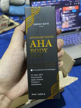 Product Review of [10X AHA] PERFECT WHITE Advanced AHA Body Serum 50ml Whitening Booster with 10X AHA Niacinamide, Alpha Arbutin, Glutathione, Vitamin C | Booster Lotion Acid Perawatan Pencerah Mencerahkan Memutihkan Tubuh Kusam Belang Noda Hitam Glycolic Acid from N**v 0