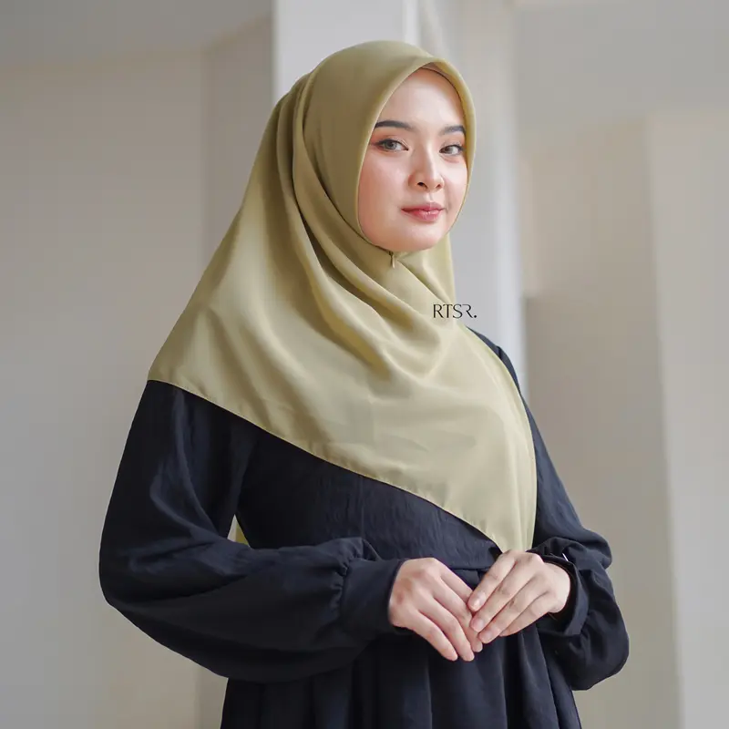 RTSR Samira Zipper Square / Hijab Resleting Wanita /Kerudung Instan Khimar Ceruty Panjang Muslim Layer_NON LABEL 6