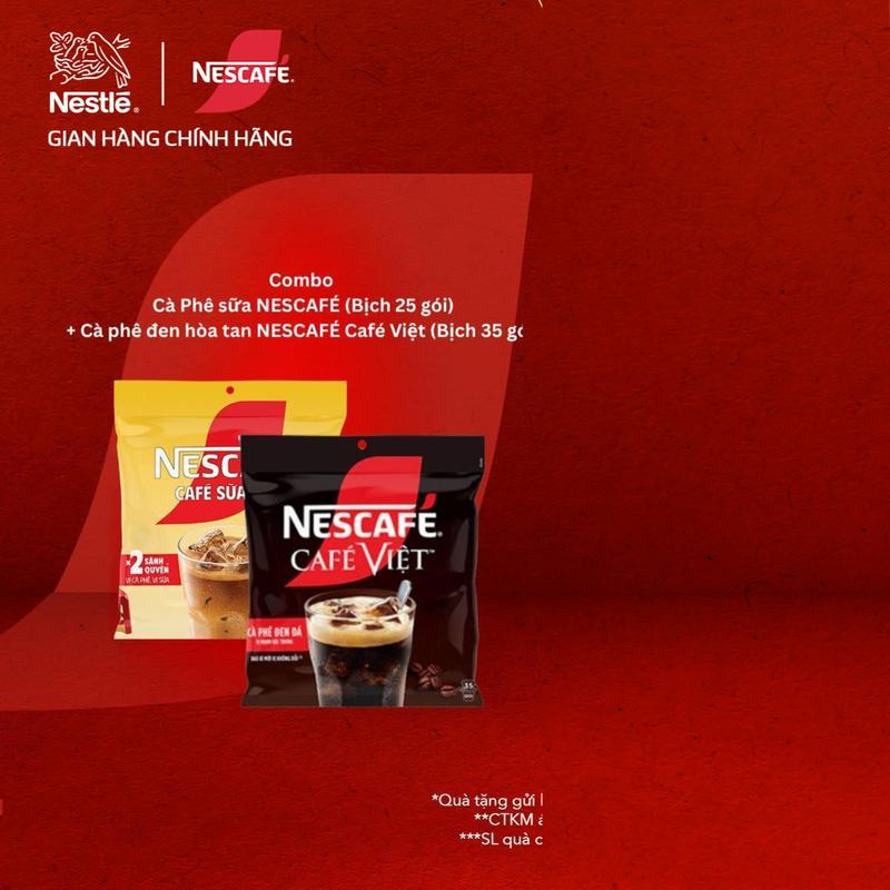 Nestlé VN Combo Bịch Cà phê Đen hòa tan NESCAFÉ Café Việt Bịch 35 gói x 16g + Bịch Cà phê Sữa NESCAFÉ Café Việt Bịch 25 gói - ST