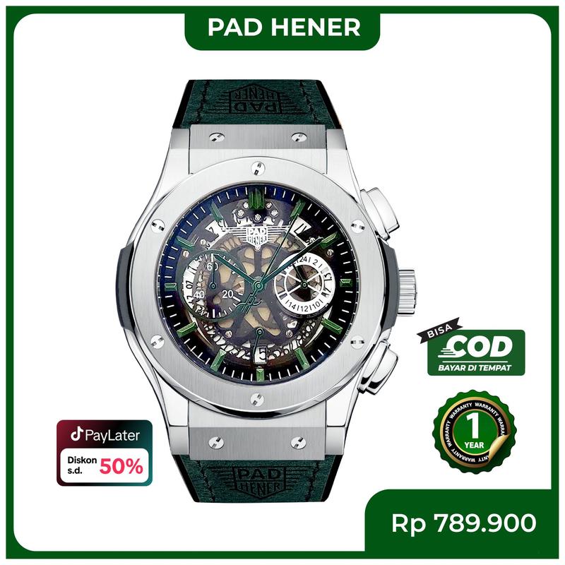 PAD HENER LEXICON Jam Tangan Unisex Analog Original Water Resistant Tali Kulit Keren Luxury Chronograph Quartz Calendar Jam Tangan Cowok Sport COD + Kotak Eksklusif 3