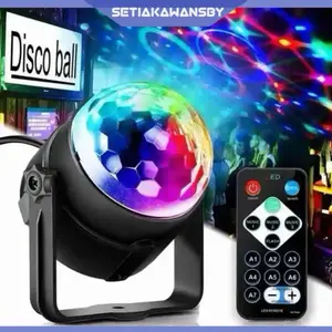 Lampu Disko Magic Ball LED RGB MS-689 Colokan EU & USB Kristal DJ Pesta Auto Suara dengan Remote Jarak Jauh untuk Dekorasi KTV dan Pernikahan