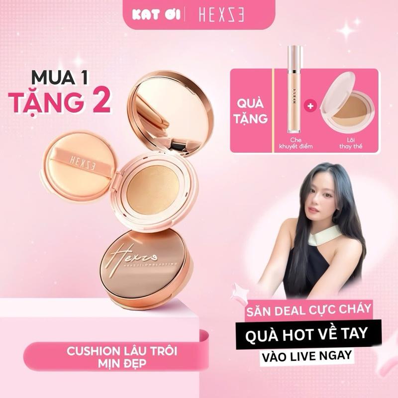    Deal Debut Kat ơi  -Combo cushion+che khuyết điểm,Cushion phấn nước mịn đẹp Hexze 15g  tặng kèm lõi thay thế  